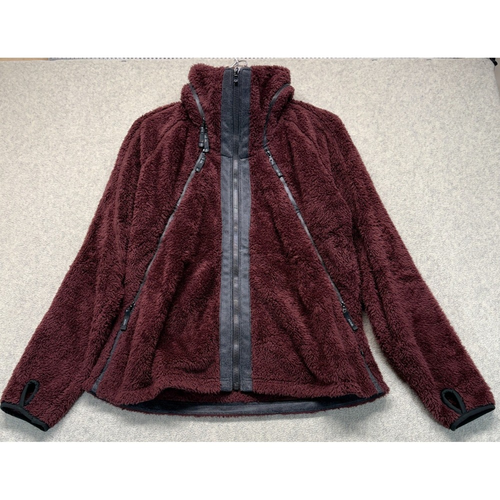 KUHL Womens Flight Zip Up Jacket Maroon Fleece Lining Comfort Stowable Hooded XL